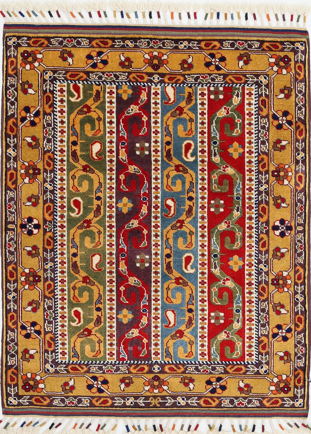 Hand Knotted Shaal Wool Rug 3' 1" x 4' 2" - No. AT52428