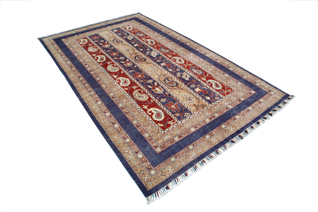 Purple Afghan Oriental Rug 5' 8" x 9' 2" Hand-Knotted | No. AT24455
