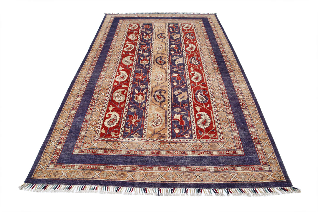 Purple Afghan Oriental Rug 5' 8" x 9' 2" Hand-Knotted | No. AT24455