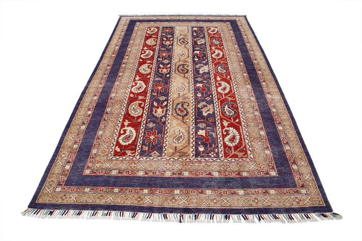 Purple Afghan Oriental Rug 5' 8" x 9' 2" Hand-Knotted | No. AT24455