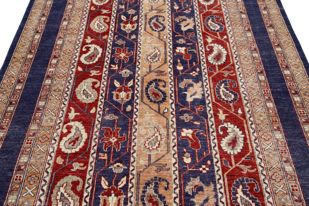 Purple Afghan Oriental Rug 5' 8" x 9' 2" Hand-Knotted | No. AT24455