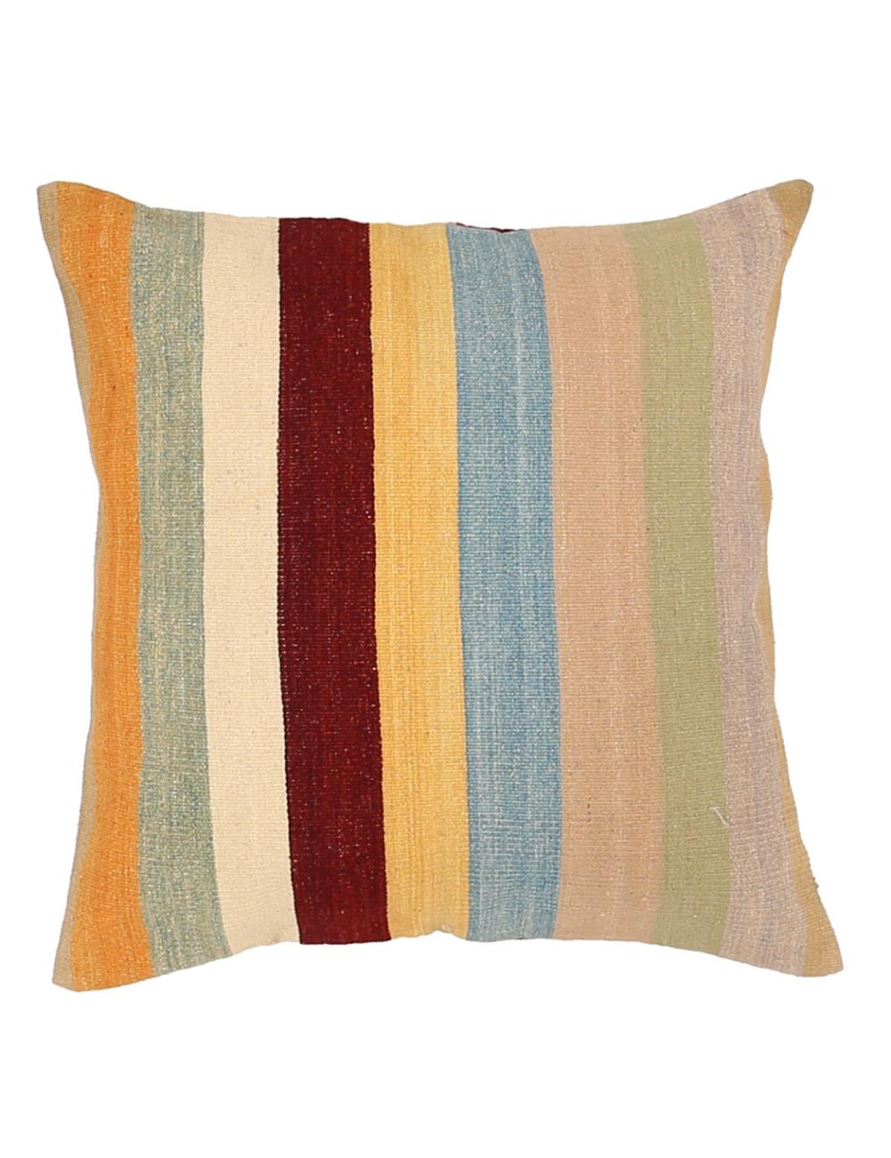 Hand Woven Modern Stripe Wool Pillow 2' 5" x 2' 5" - No. AT38337