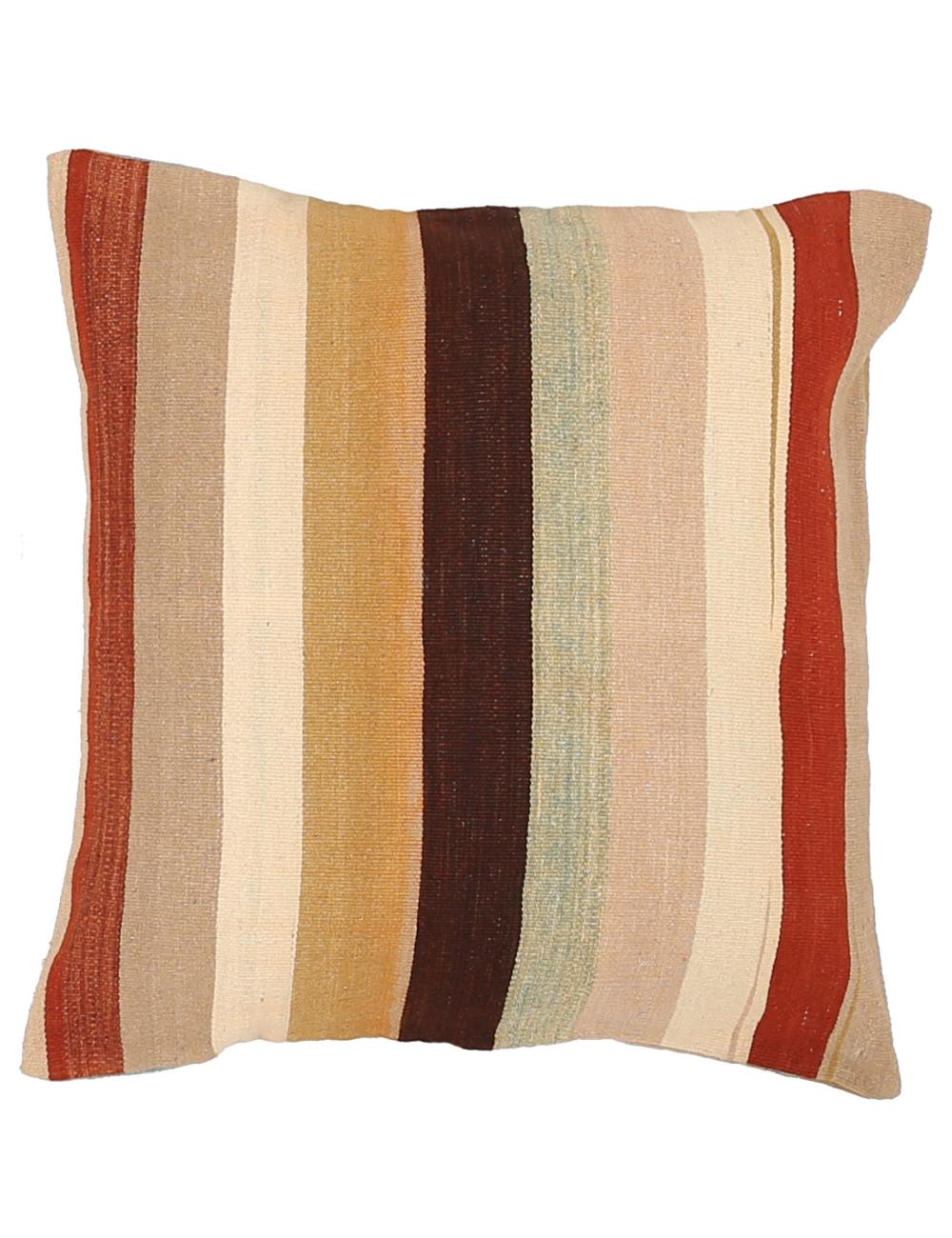 Afghan Modern Stripe Pillow 2' 5" x 2' 5" Hand-Woven