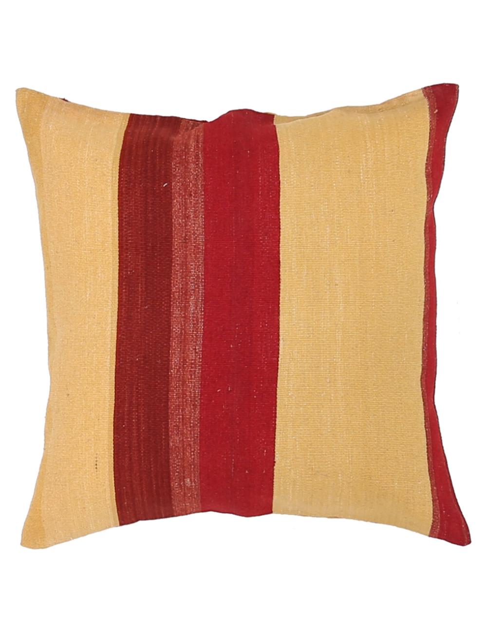 Afghan Modern Stripe Pillow 2' 5" x 2' 5" Hand-Woven