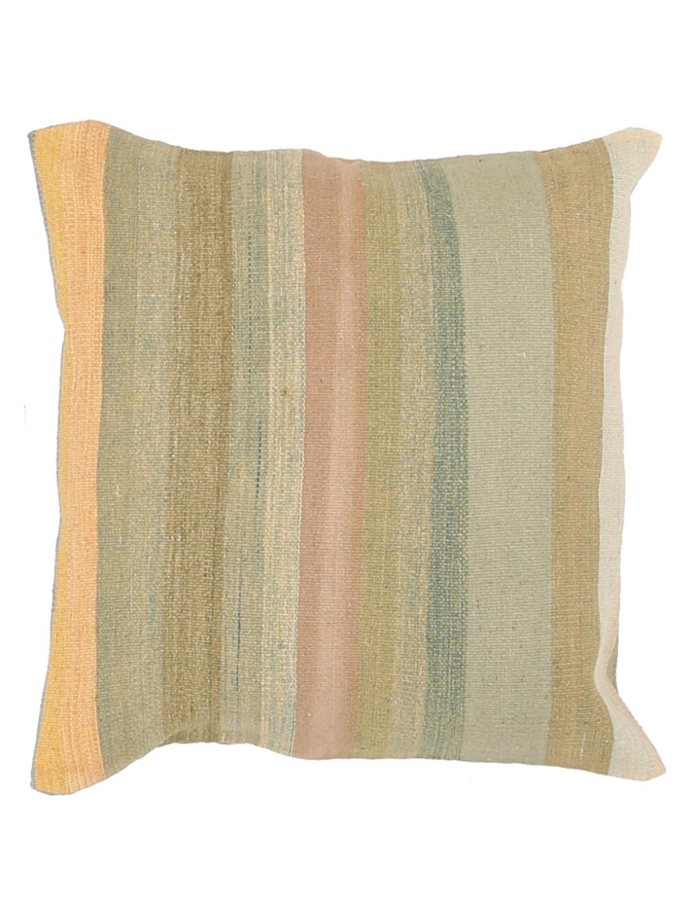 Afghan Modern Stripe Pillow 2' 5" x 2' 5" Hand-Woven
