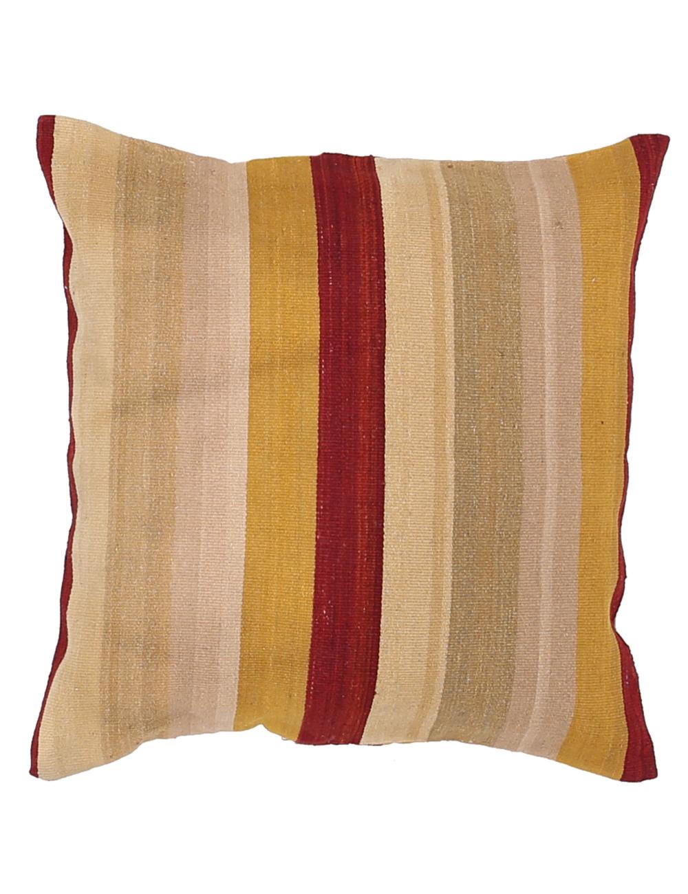 Afghan Modern Stripe Pillow 2' 5" x 2' 5" Hand-Woven
