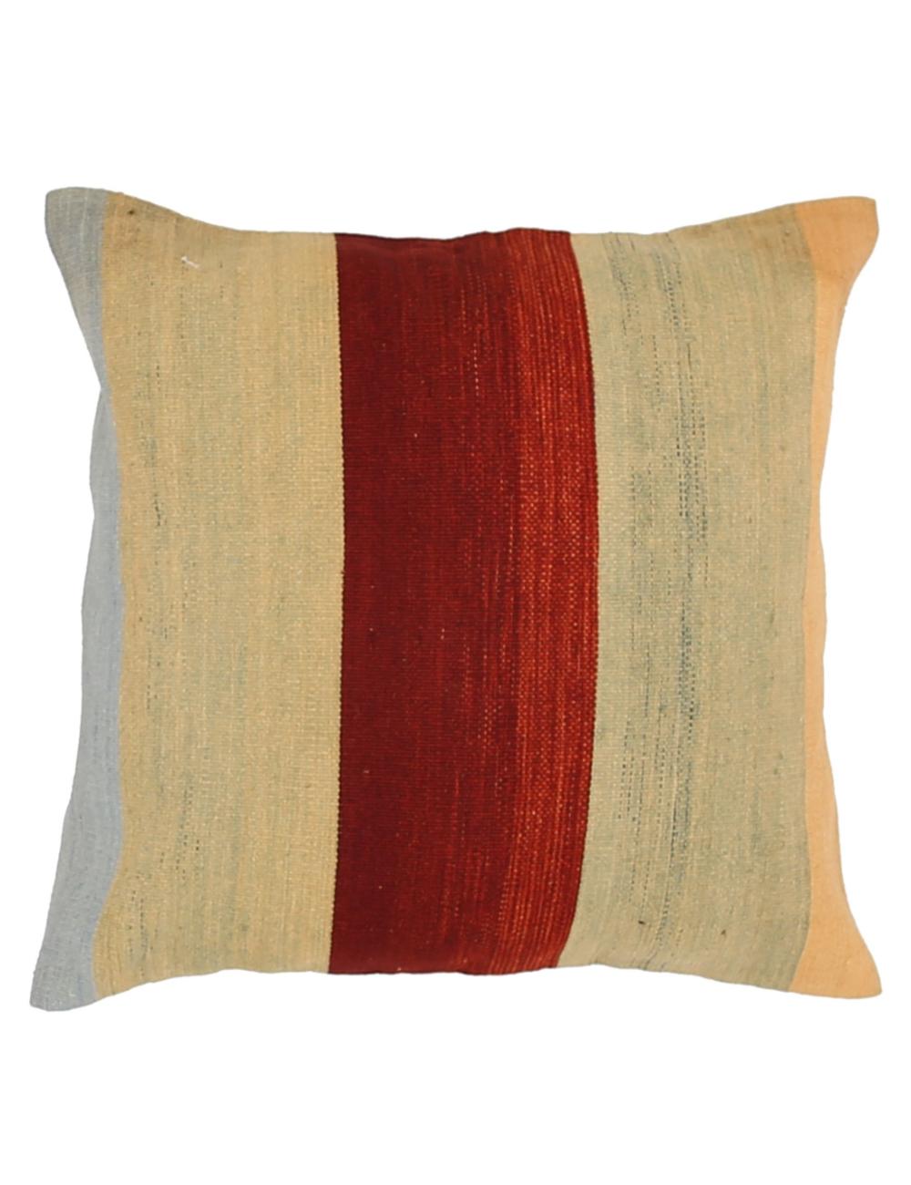 Afghan Stripe Pillow 2' 5" x 2' 5" Hand-Woven