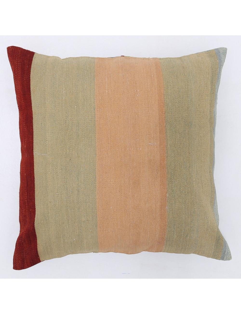 Hand Woven Modern Stripe Wool Pillow 2' 5" x 2' 5" - No. AT41889