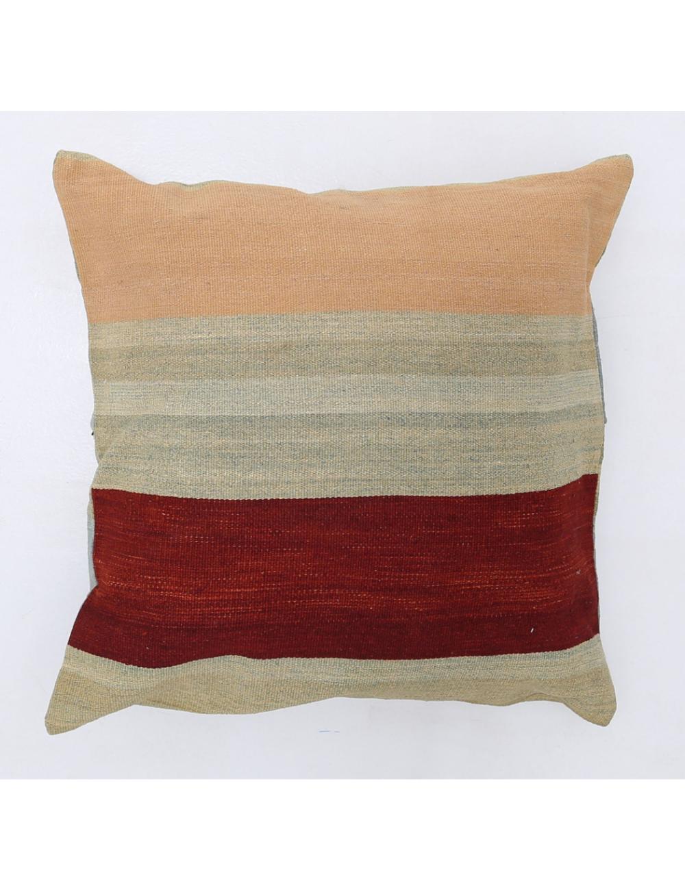 Afghan Modern Stripe Pillow 2' 5" x 2' 5" Hand-Woven