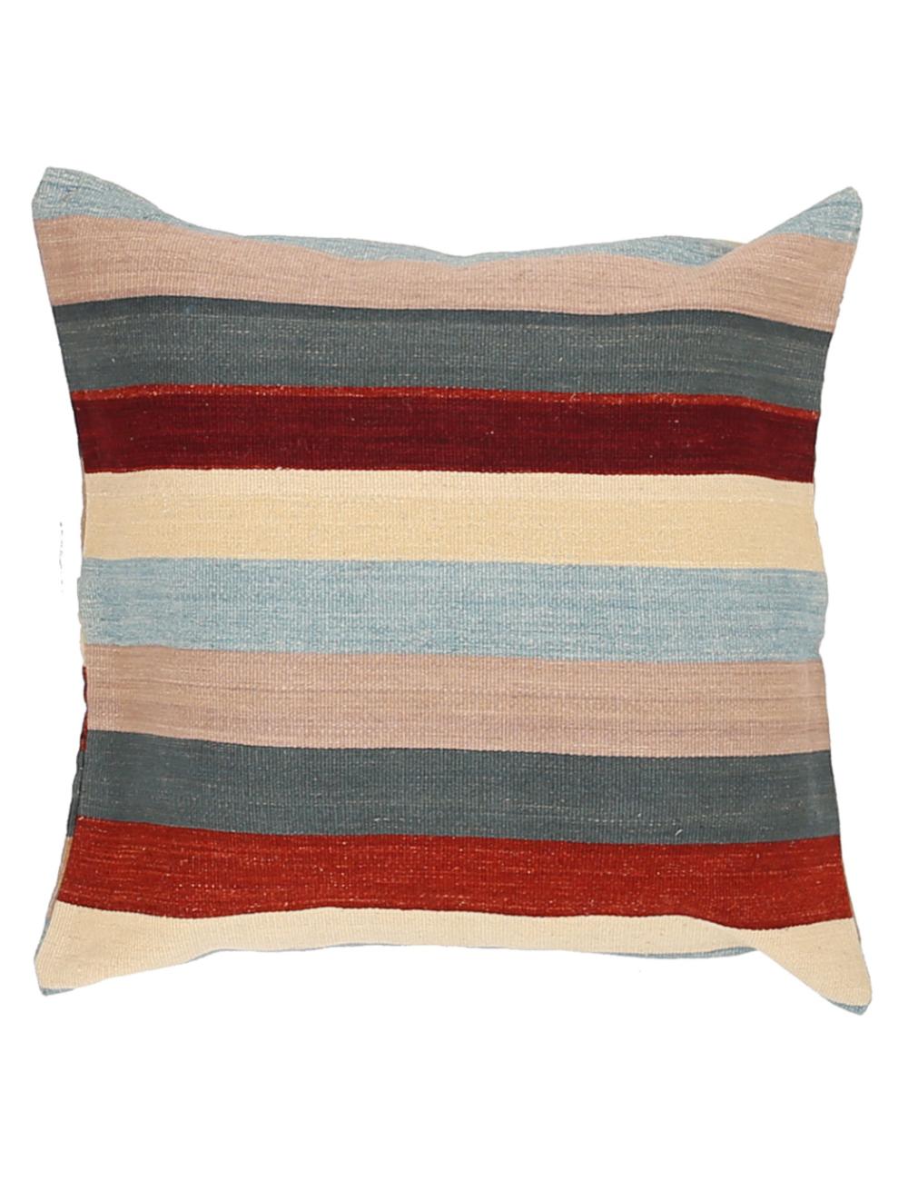 Afghan Modern Stripe Pillow 2' 5" x 2' 5" Hand-Woven