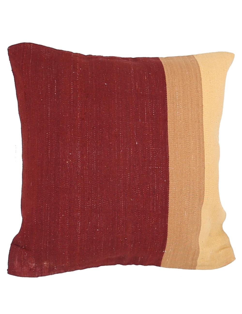 Afghan Modern Stripe Pillow 2' 5" x 2' 5" Hand-Woven