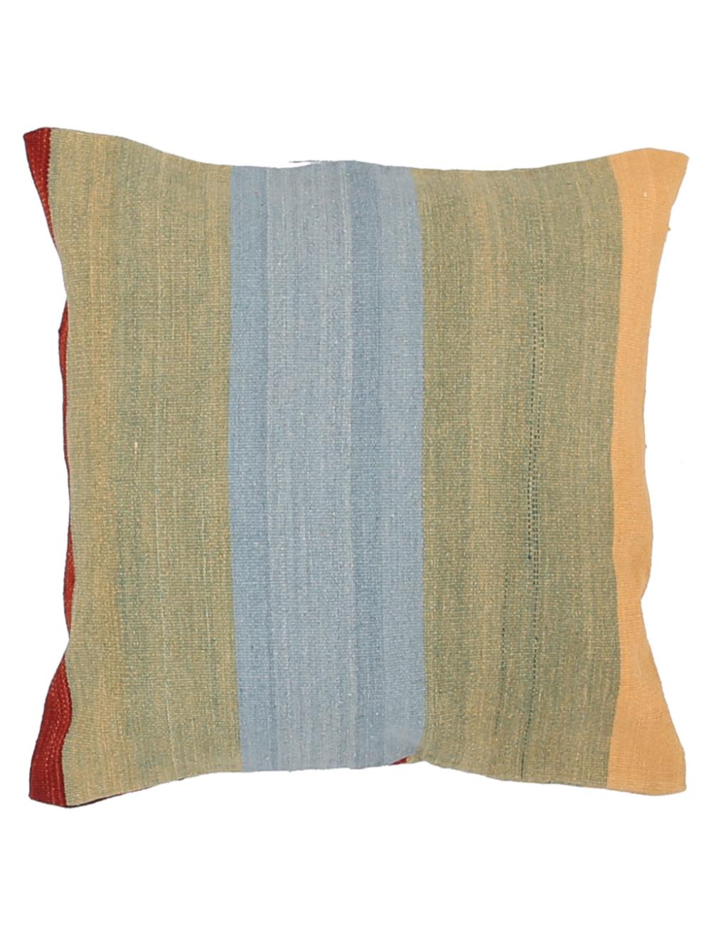 Afghan Modern Stripe Pillow 2' 5" x 2' 5" Hand-Woven