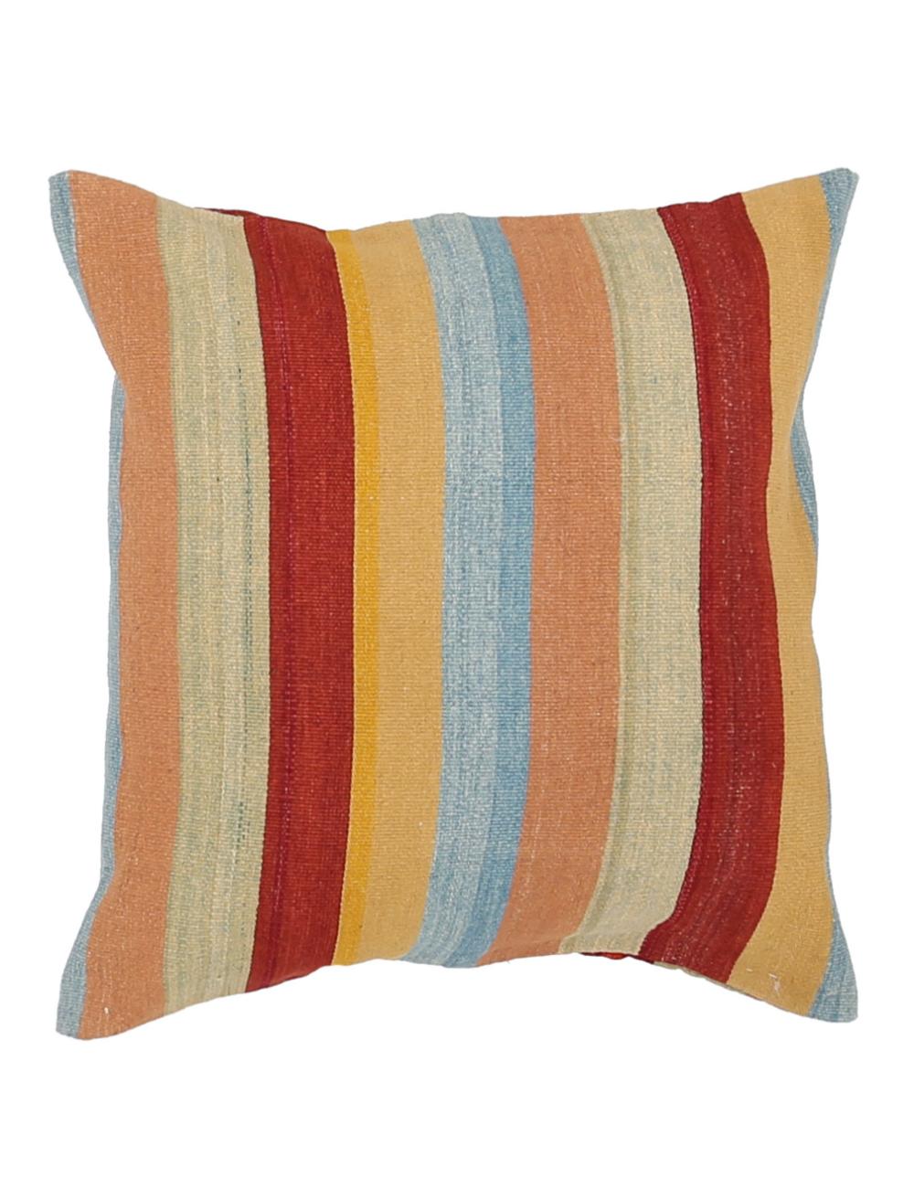 Afghan Modern Stripe Pillow 2' 5" x 2' 5" Hand-Woven