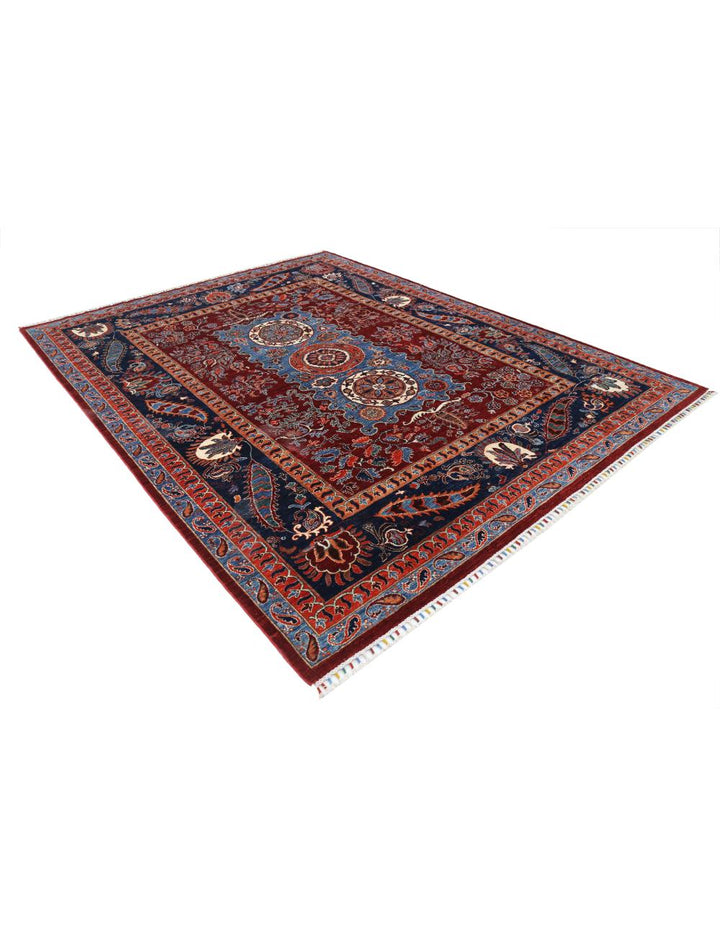 Afghan Suzani Sultani Rug 8' 2" x 10' 5" Hand-Knotted | No. AT35027