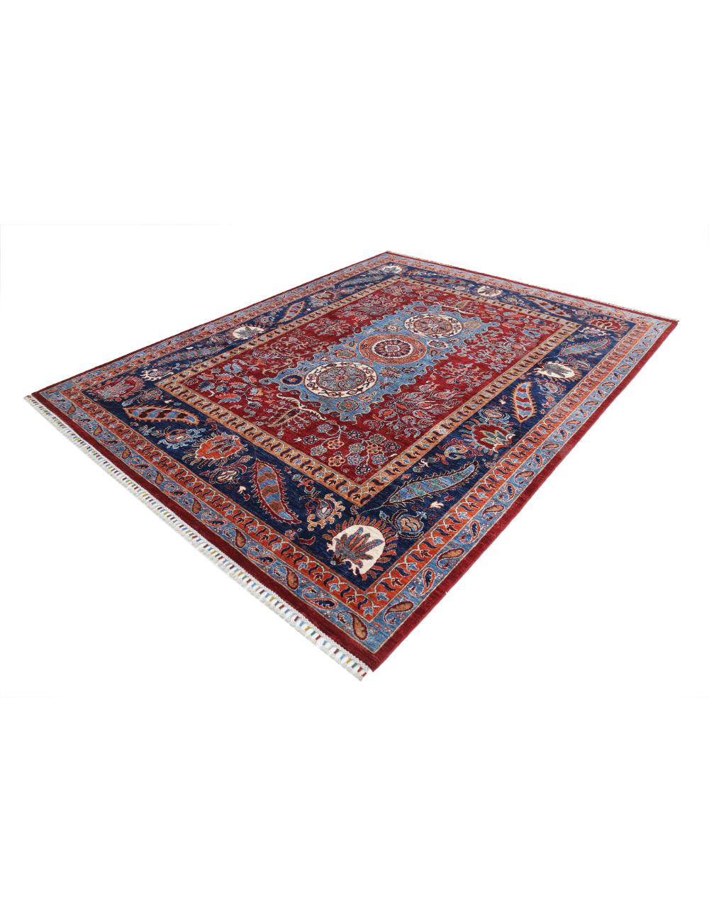Afghan Suzani Sultani Rug 8' 2" x 10' 5" Hand-Knotted | No. AT35027