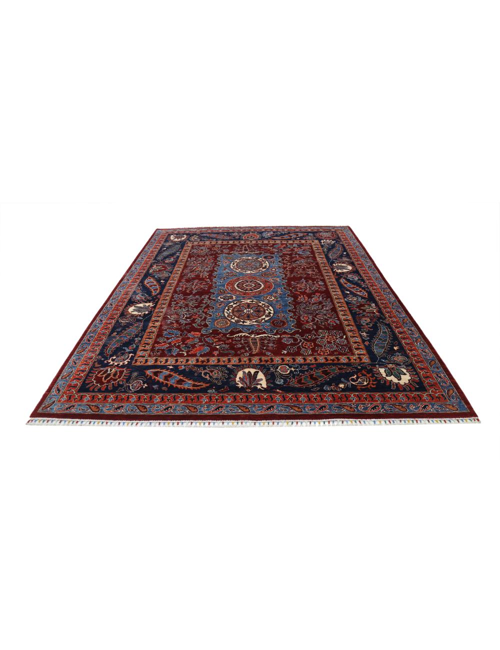 Afghan Suzani Sultani Rug 8' 2" x 10' 5" Hand-Knotted | No. AT35027