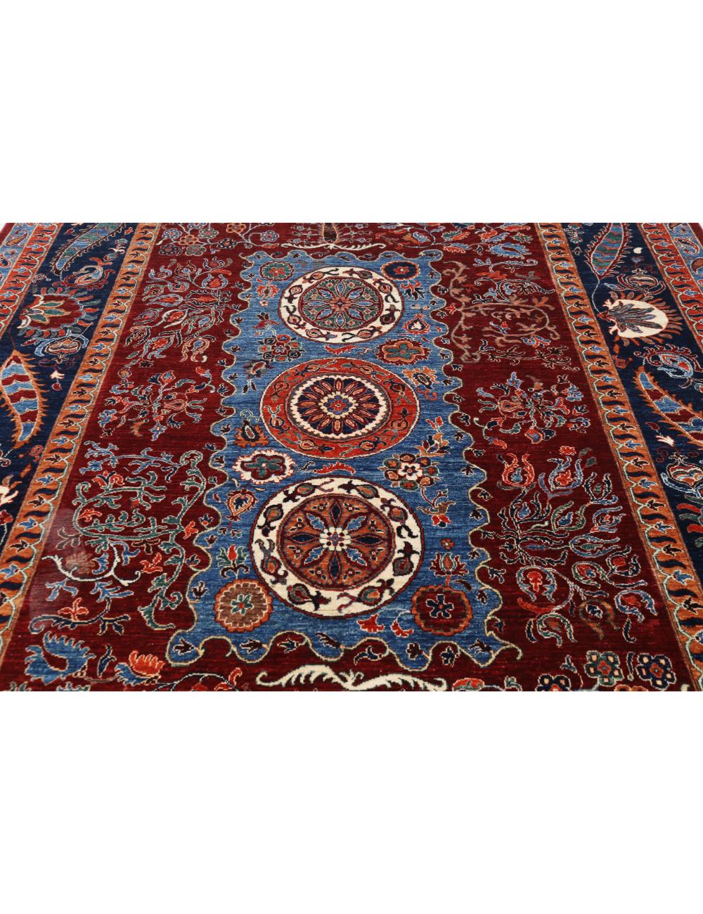 Afghan Suzani Sultani Rug 8' 2" x 10' 5" Hand-Knotted | No. AT35027