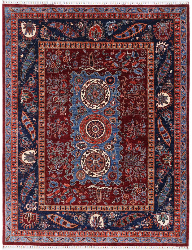 Hand Knotted Suzani Sultani Wool Rug 8' 2" x 10' 5" - No. AT35027