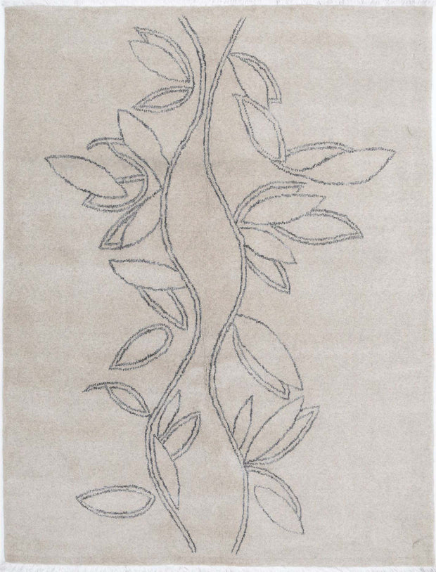 Hand Knotted Texture Wool Rug 4' 7" x 6' 1" - No. AT48734