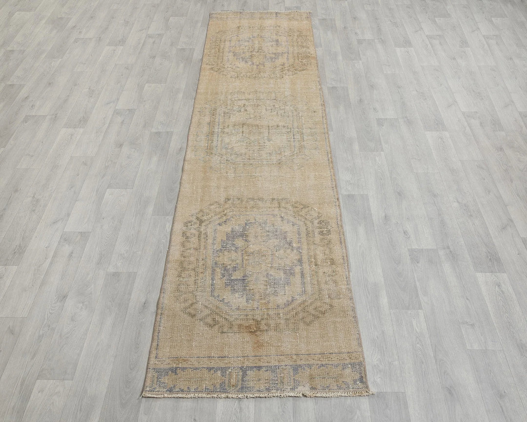 Multicolor Turkish Oushak Rug 2'6" x 10'2" Hand-Knotted view 9