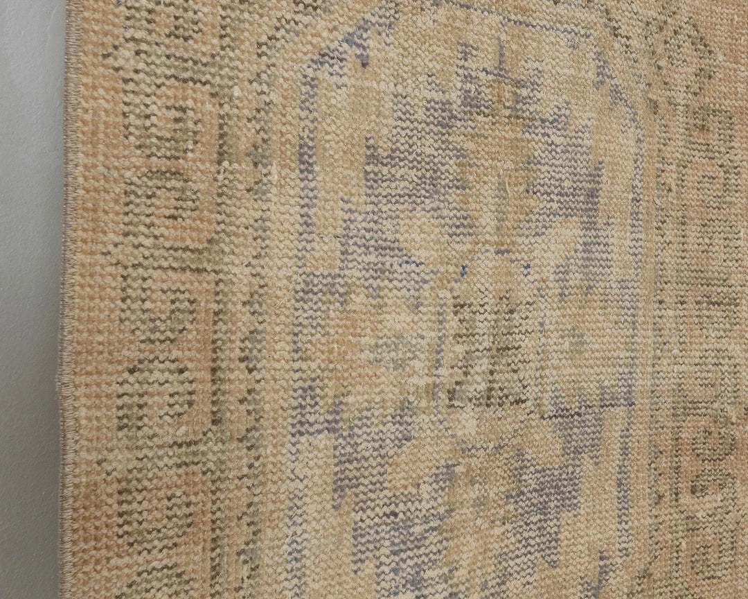 Multicolor Turkish Oushak Rug 2'6" x 10'2" Hand-Knotted close-up