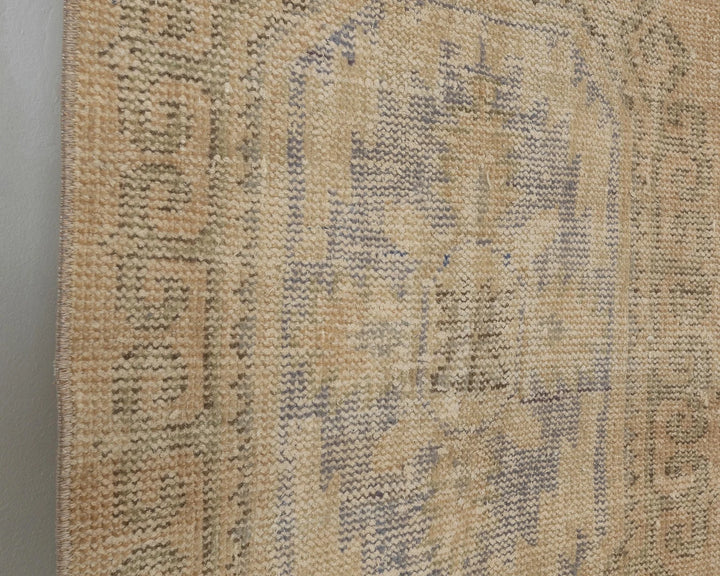 Multicolor Turkish Oushak Rug 2'6" x 10'2" Hand-Knotted close-up
