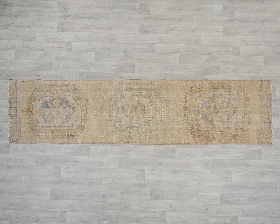 Multicolor Turkish Oushak Rug 2'6" x 10'2" Hand-Knotted reverse