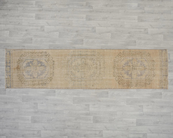Multicolor Turkish Oushak Rug 2'6" x 10'2" Hand-Knotted reverse