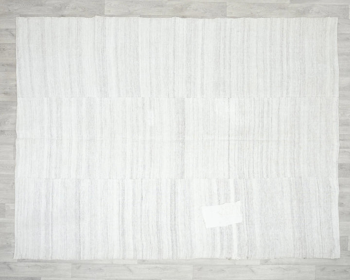 White Turkish Kilim Rug 6' 9" x 8' 7" Flat-Weave | No. VR10327