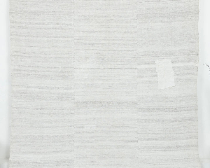 White Turkish Kilim Rug 6' 9" x 8' 7" Flat-Weave | No. VR10327