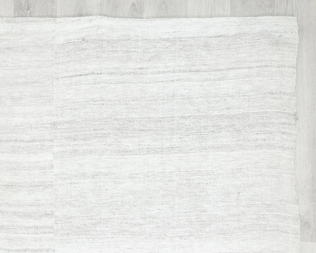 White Turkish Kilim Rug 6' 9" x 8' 7" Flat-Weave | No. VR10327