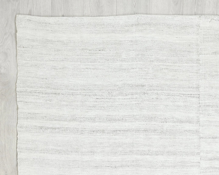 White Turkish Kilim Rug 6' 9" x 8' 7" Flat-Weave | No. VR10327