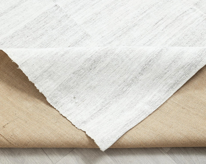 White Turkish Kilim Rug 6' 9" x 8' 7" Flat-Weave | No. VR10327