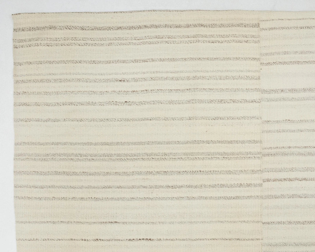 Beige Turkish Kilim Rug 9' 6" x 12' 10" Flat-Weave pattern