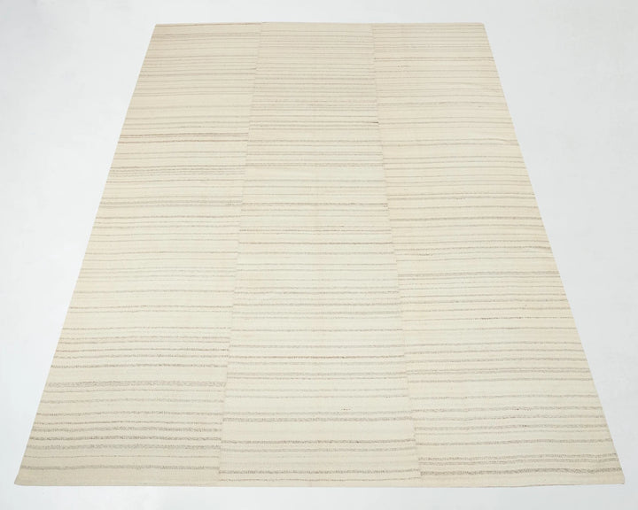 Beige Turkish Kilim Rug 9' 6" x 12' 10" Flat-Weave reverse