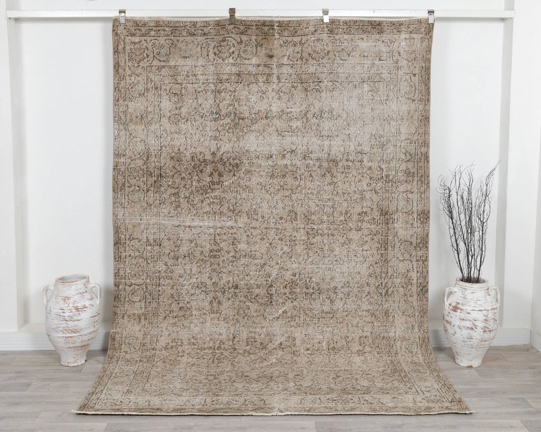 Multicolor Turkish Oushak Rug 6'6" x 9'2" Hand-Knotted | No. VR10535