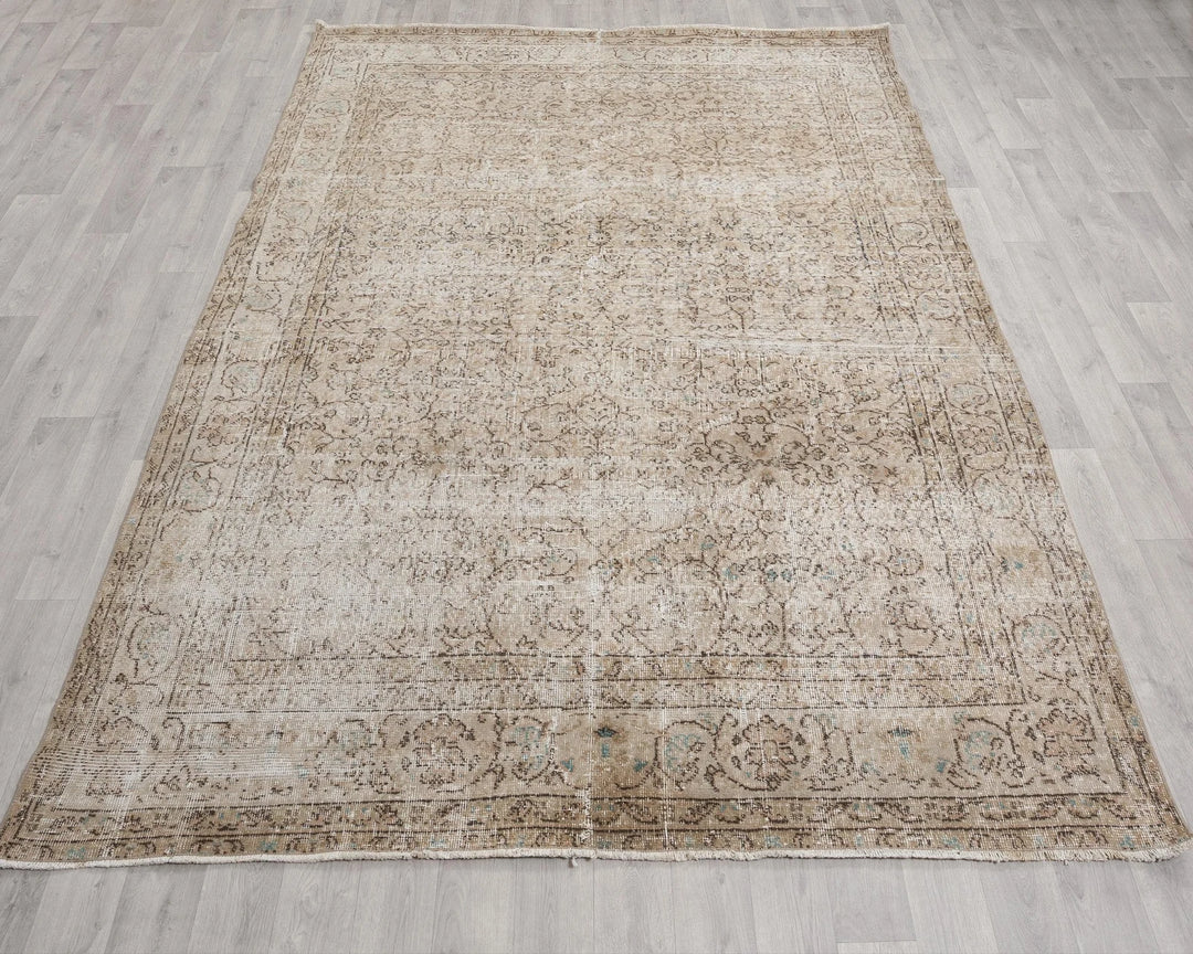 Multicolor Turkish Oushak Rug 6'6" x 9'2" Hand-Knotted | No. VR10535