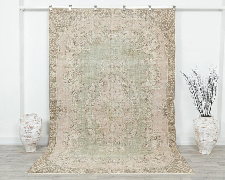 Multicolor Turkish Oushak Rug 6'2" x 9'6" Hand-Knotted | No. VR10721