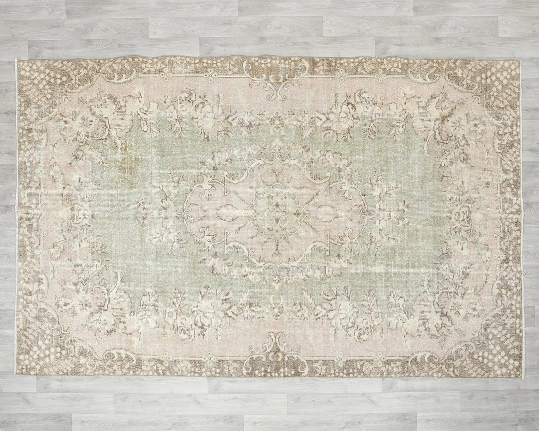 Multicolor Turkish Oushak Rug 6'2" x 9'6" Hand-Knotted | No. VR10721