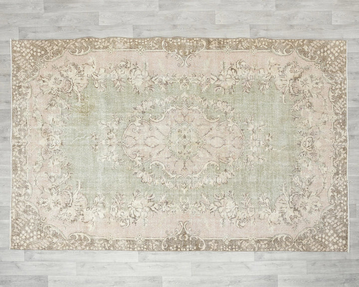 Multicolor Turkish Oushak Rug 6'2" x 9'6" Hand-Knotted | No. VR10721