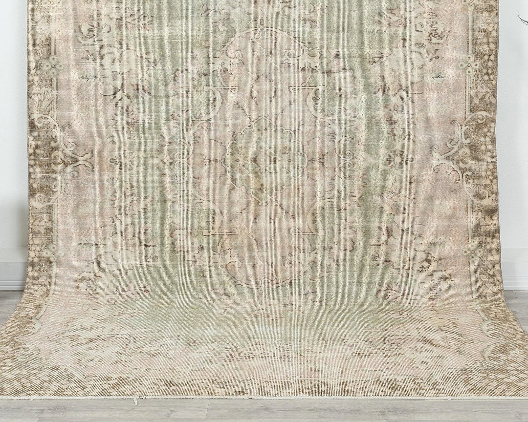 Multicolor Turkish Oushak Rug 6'2" x 9'6" Hand-Knotted | No. VR10721