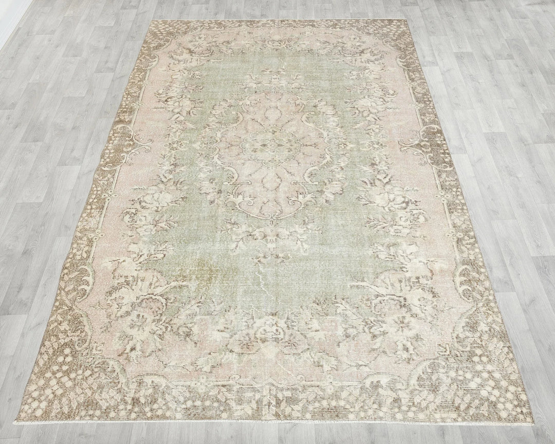 Multicolor Turkish Oushak Rug 6'2" x 9'6" Hand-Knotted | No. VR10721