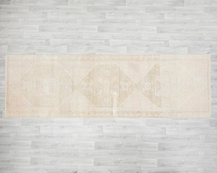 Beige Turkish Oushak Rug 11' x 3' 7" Hand-Knotted | No. VR10881