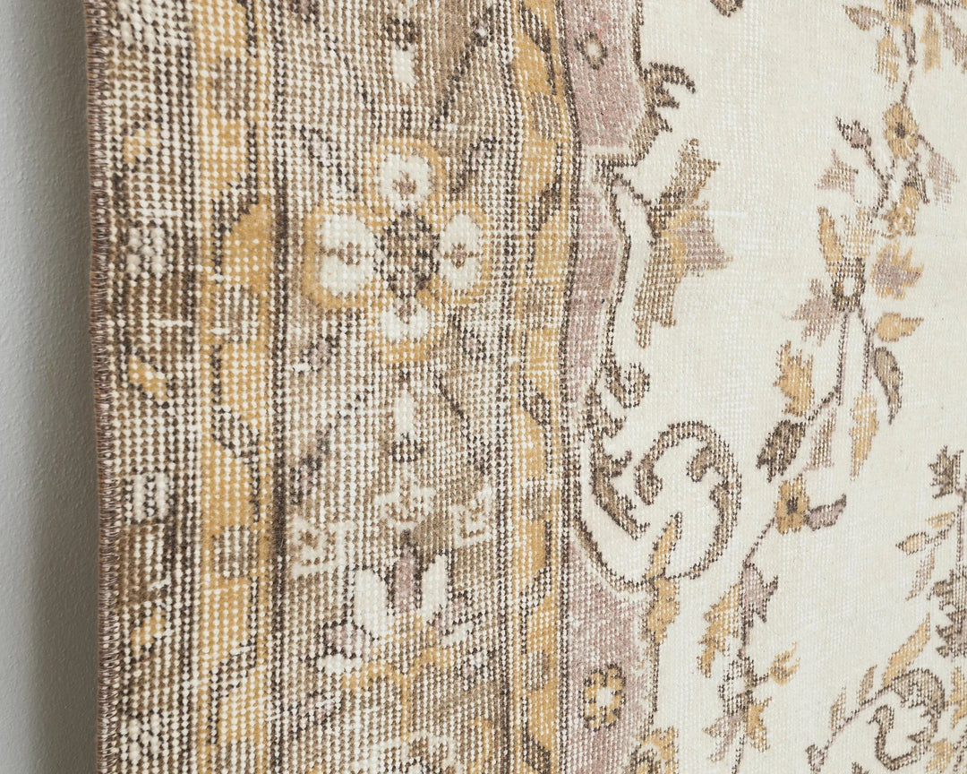 Beige Turkish Oushak Rug 9' 2" x 6' 1" Hand-Knotted | No. VR11106