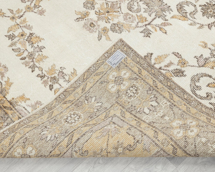 Beige Turkish Oushak Rug 9' 2" x 6' 1" Hand-Knotted | No. VR11106