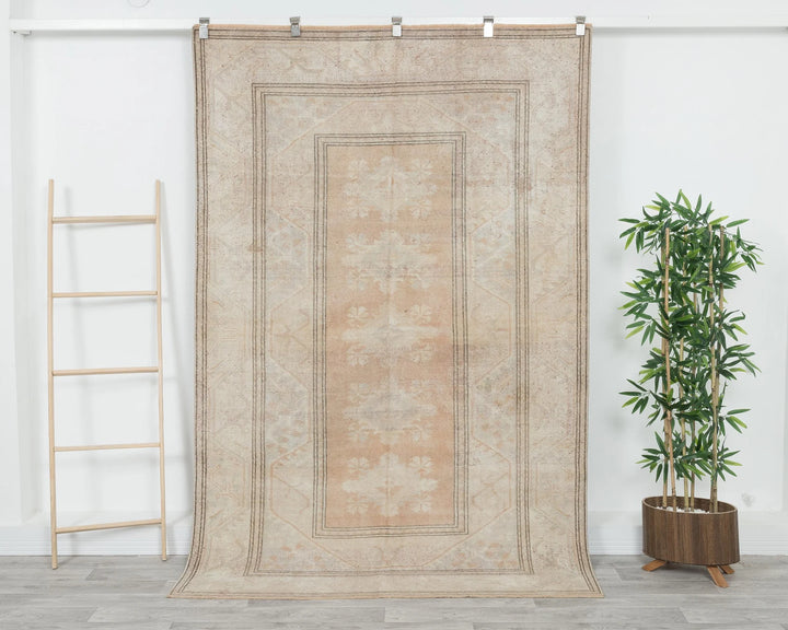 Beige Turkish Oushak Rug 3' 7" x 6' 7" Hand-Knotted | No. VR11222