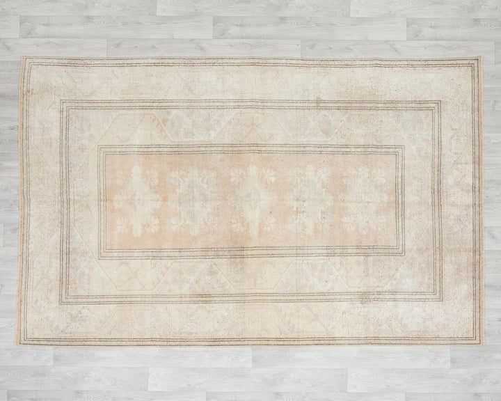 Beige Turkish Oushak Rug 3' 7" x 6' 7" Hand-Knotted | No. VR11222