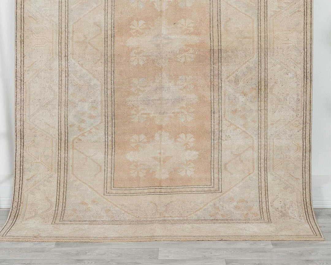 Beige Turkish Oushak Rug 3' 7" x 6' 7" Hand-Knotted | No. VR11222