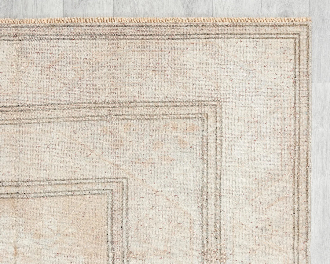 Beige Turkish Oushak Rug 3' 7" x 6' 7" Hand-Knotted | No. VR11222