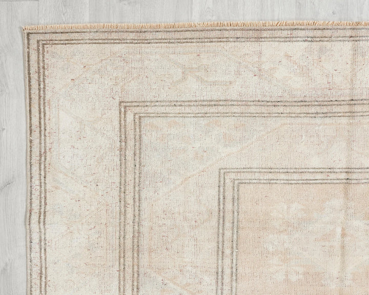 Beige Turkish Oushak Rug 3' 7" x 6' 7" Hand-Knotted | No. VR11222